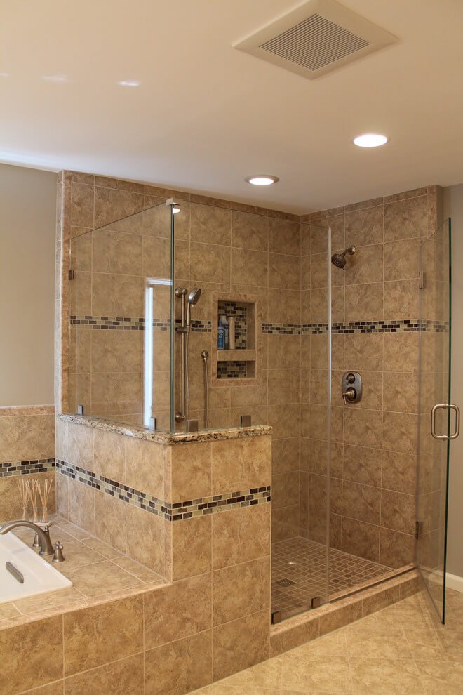 Luxury bathroom remodeling project in Mercer featuring modern coastal design and premium fixtures